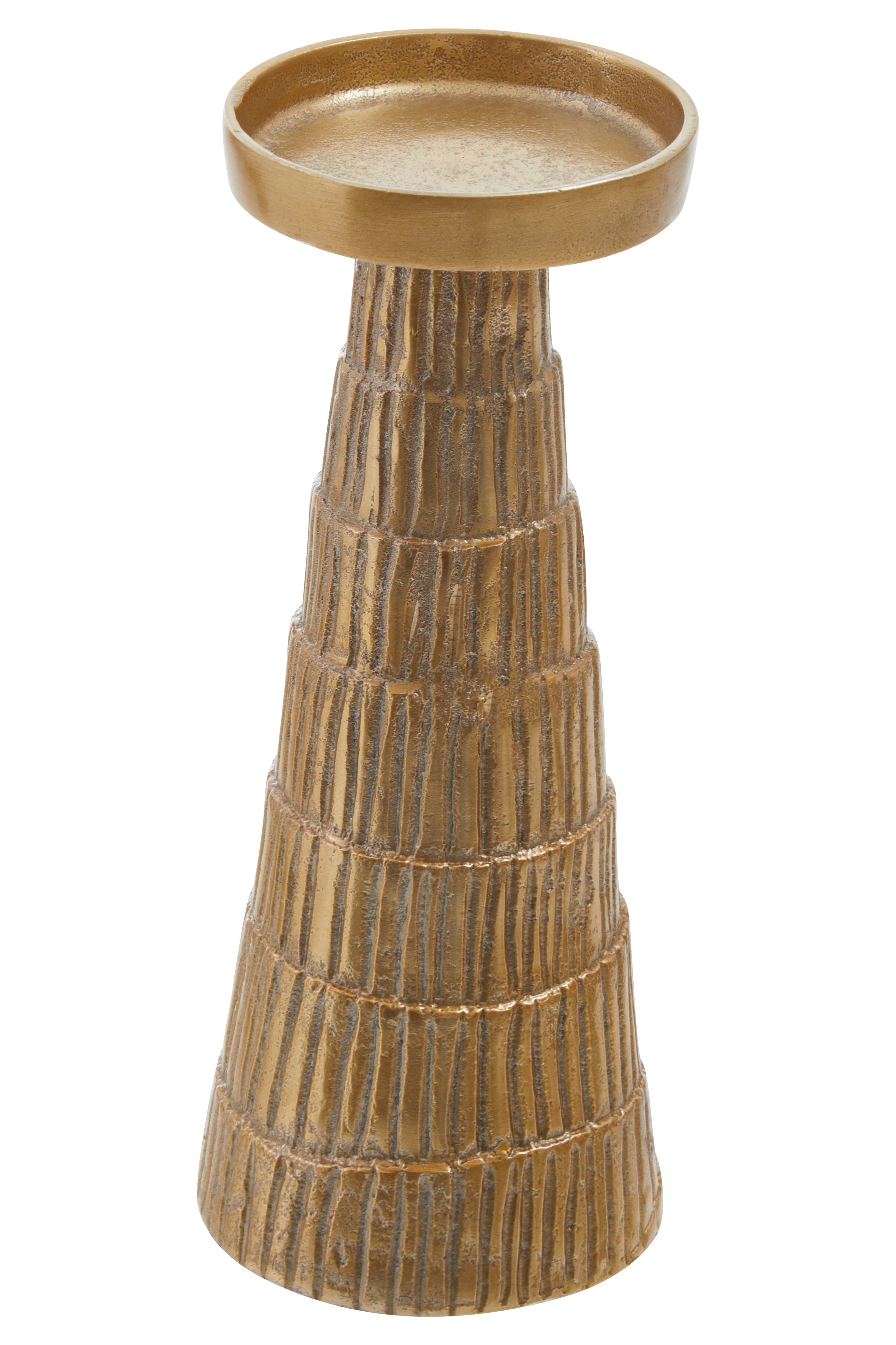 Alto Gold Ribbed Candle Holder | Large
